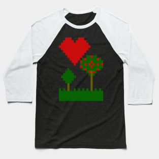 Hearts and Trees Nature Pixels Baseball T-Shirt